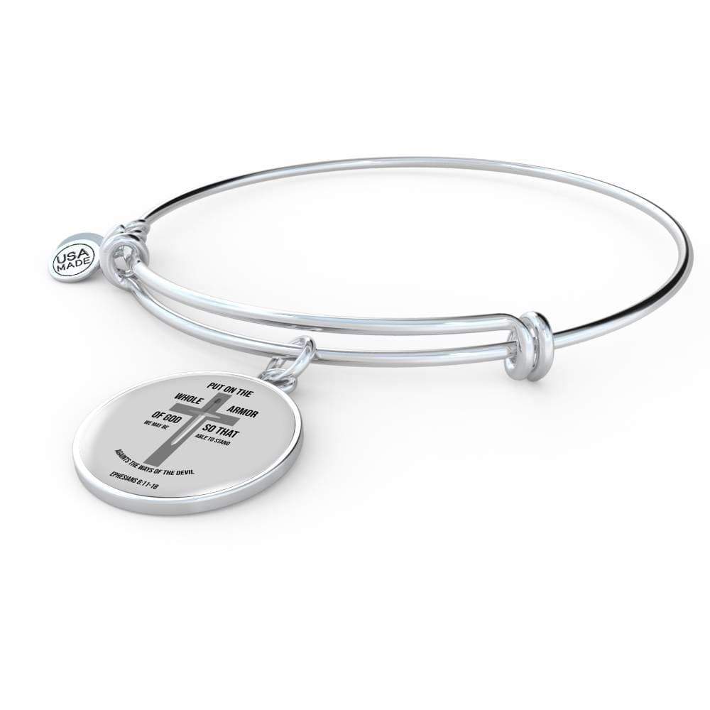 Ephesians 6:1118 Stainless Steel or 18k Gold Circle Bangle Bracelet - Express Your Love Gifts