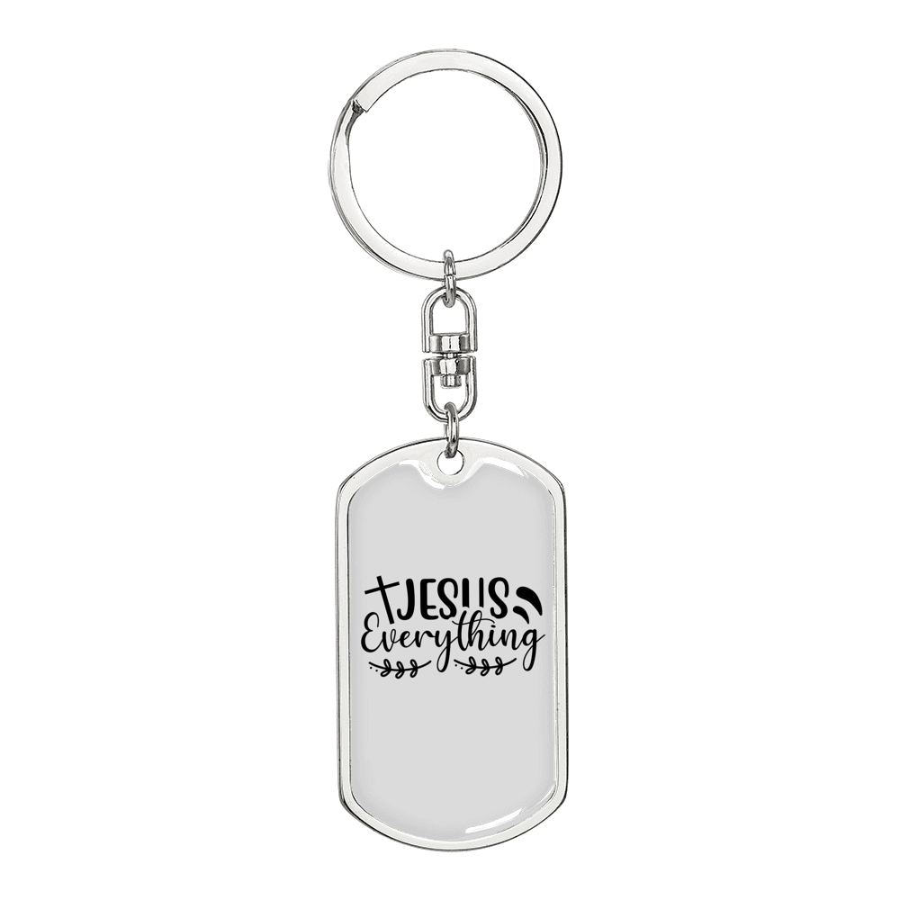 Everything Jesus Keychain Stainless Steel or 18k Gold Dog Tag Keyring-Express Your Love Gifts
