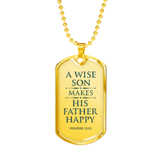 Gift to Son Necklace Stainless Steel or 18k Gold Dog Tag w 24" Chain