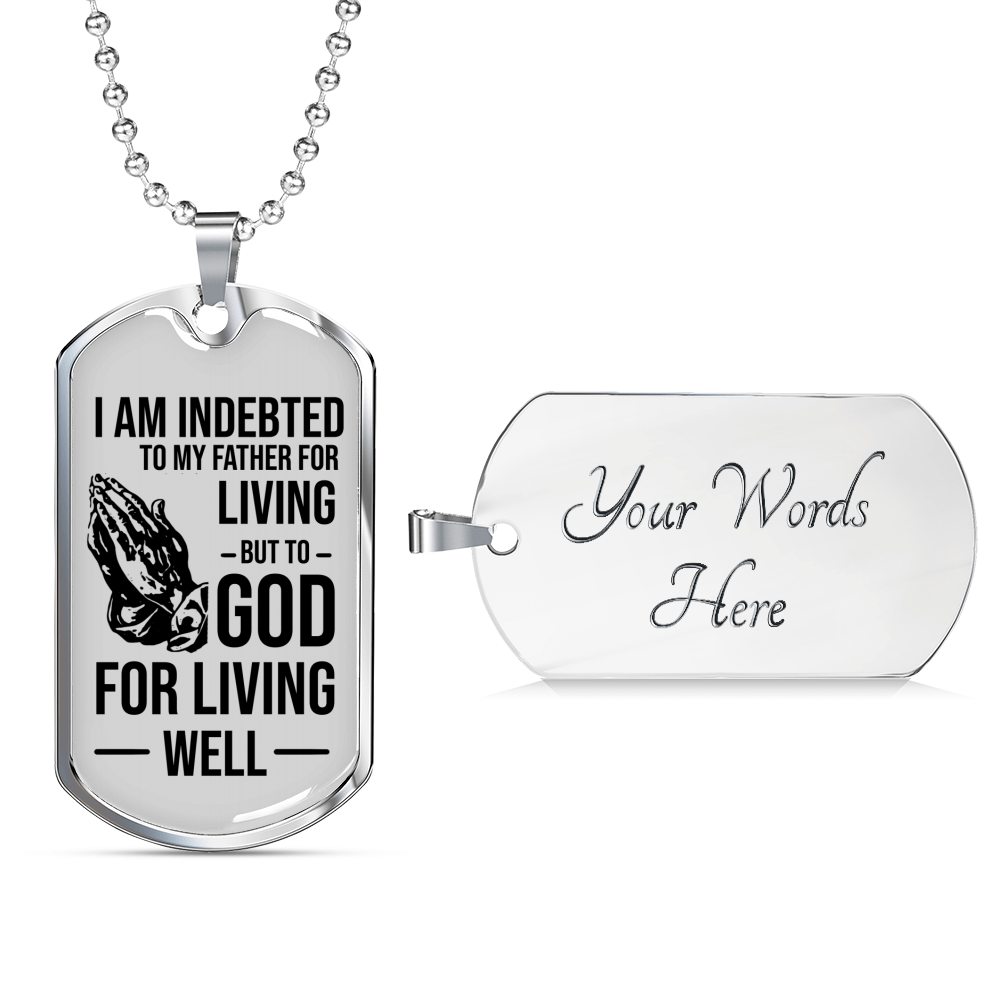 Bible Verse Father Gift Necklace Stainless Steel or 18k Gold Dog Tag w 24" Chain-Express Your Love Gifts