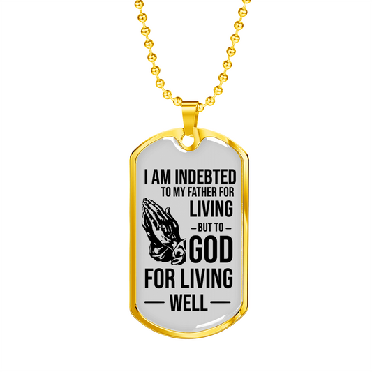 Bible Verse Father Gift Necklace Stainless Steel or 18k Gold Dog Tag w 24" Chain