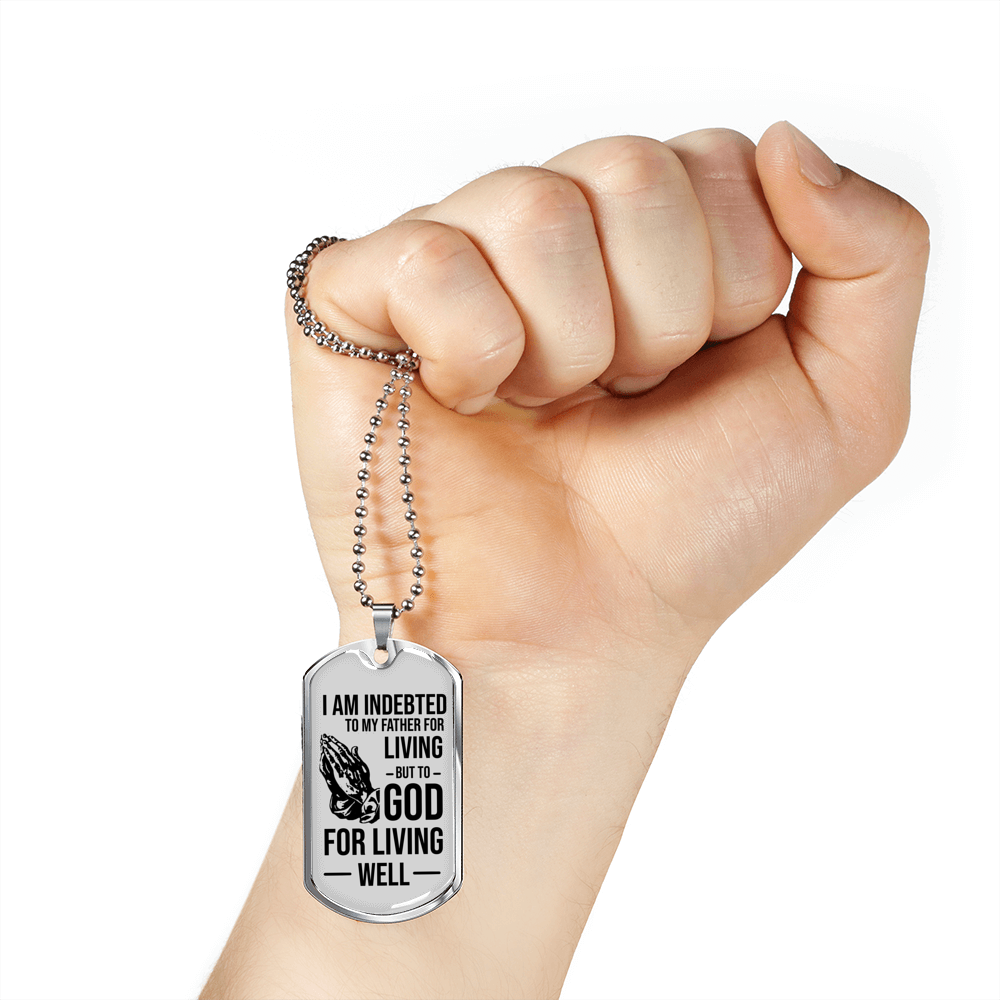 Bible Verse Father Gift Necklace Stainless Steel or 18k Gold Dog Tag w 24" Chain-Express Your Love Gifts