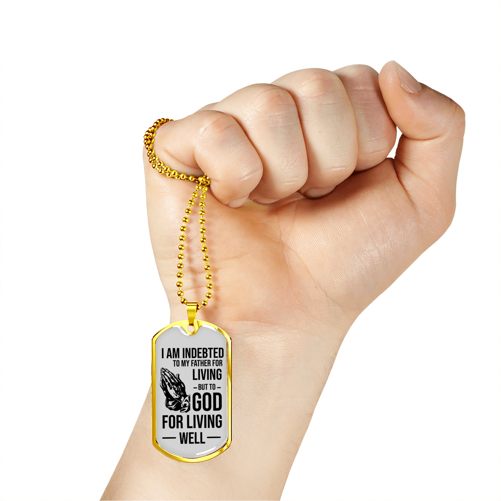 Bible Verse Father Gift Necklace Stainless Steel or 18k Gold Dog Tag w 24" Chain-Express Your Love Gifts