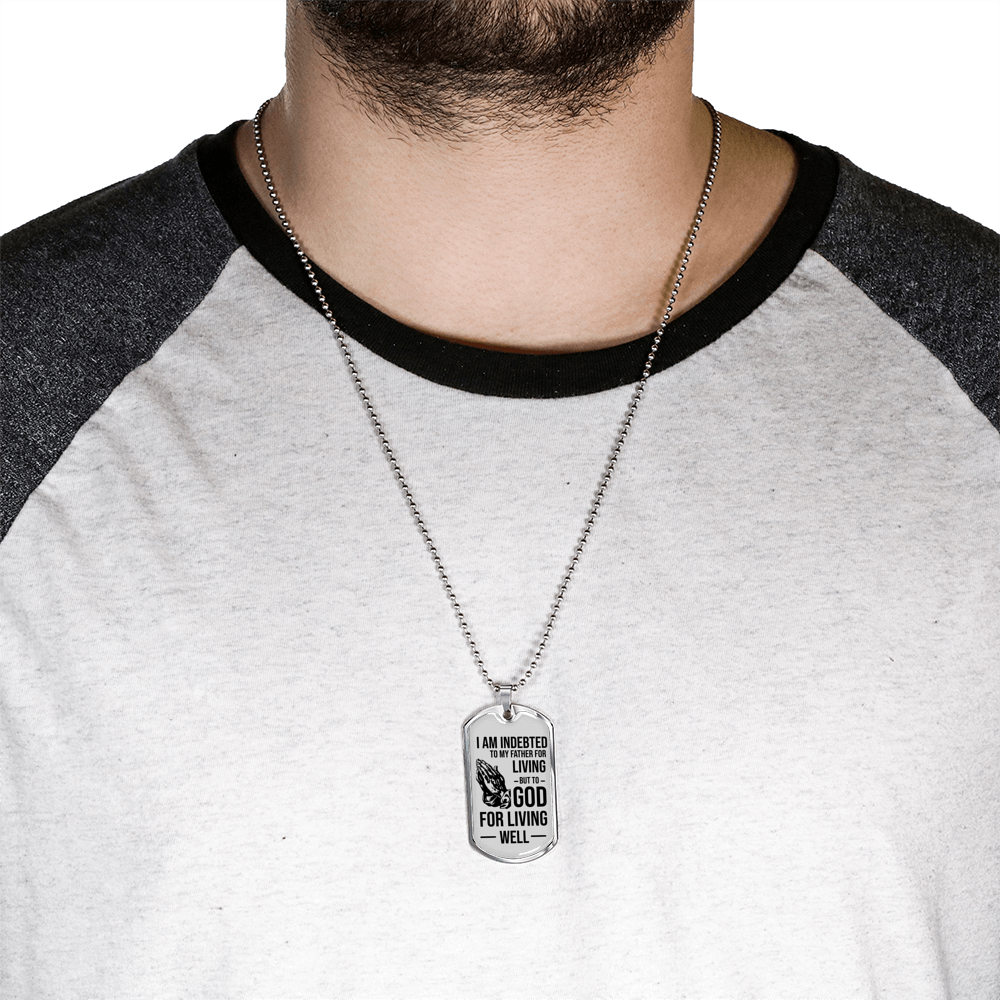 Bible Verse Father Gift Necklace Stainless Steel or 18k Gold Dog Tag w 24" Chain-Express Your Love Gifts