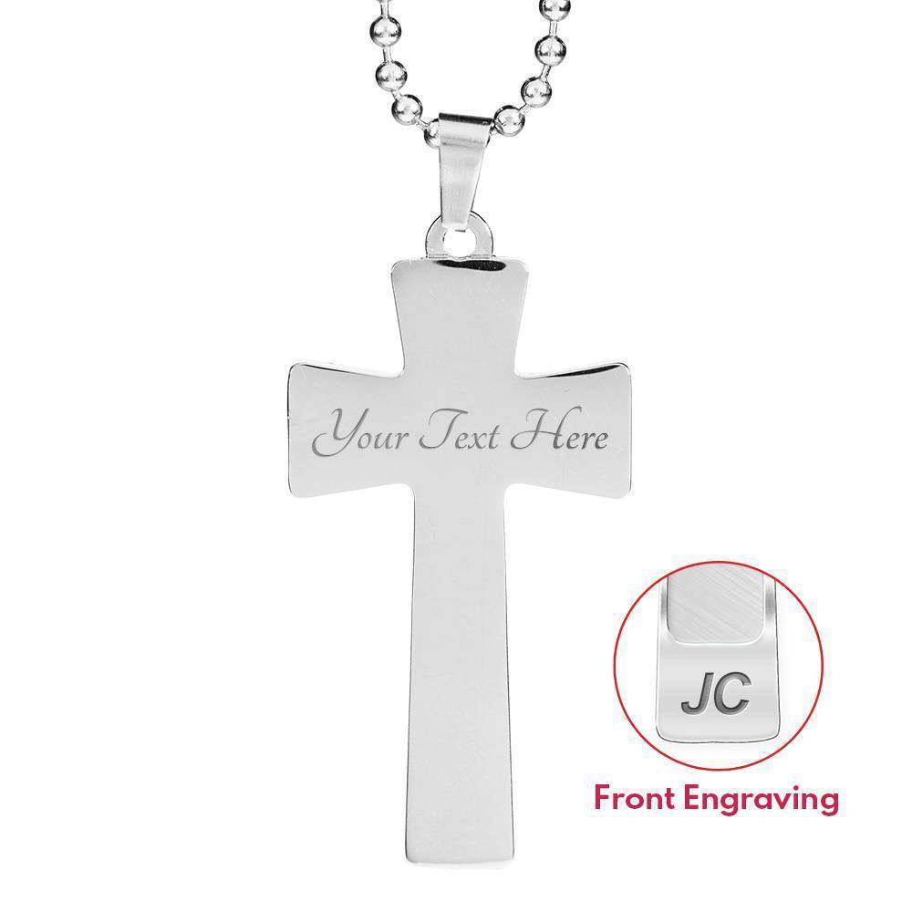 God is My Strength Bible Verse Cross Pendant Necklace Stainless Steel or 18k Gold 18-22"