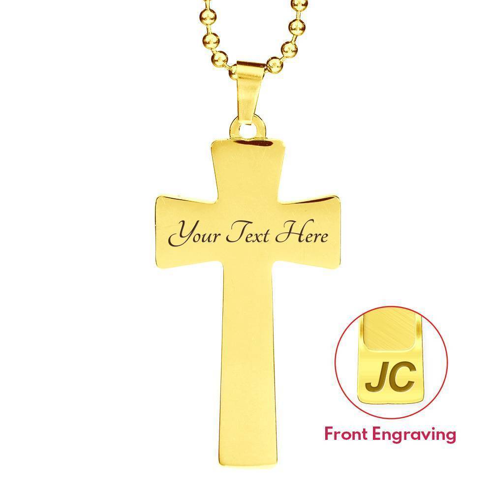 God is My Strength Bible Verse Cross Pendant Necklace Stainless Steel or 18k Gold 18-22"