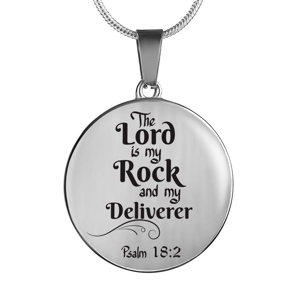 Lord is My Rock Circle Pendant Necklace Stainless Steel 1822"