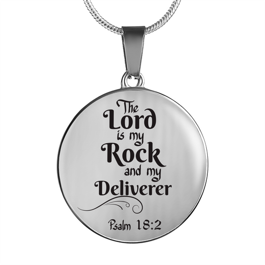 Lord is My Rock Circle Pendant Necklace Stainless Steel 1822"