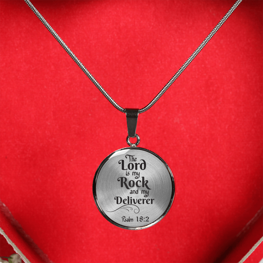 Lord is My Rock Circle Pendant Necklace Stainless Steel 1822"