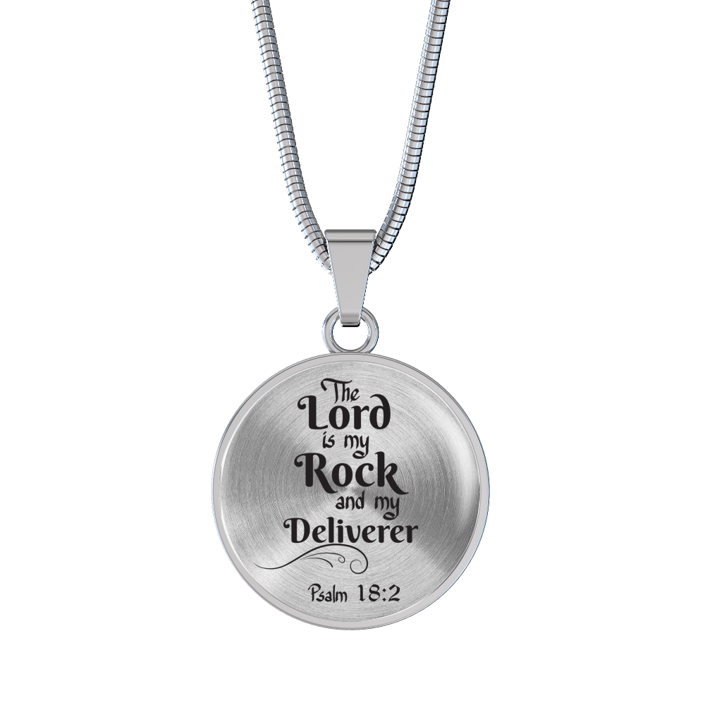 Lord is My Rock Circle Pendant Necklace Stainless Steel 1822"