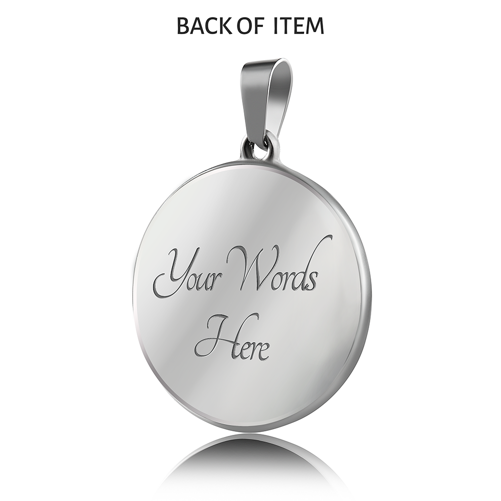 Lord is My Rock Circle Pendant Necklace Stainless Steel 1822"
