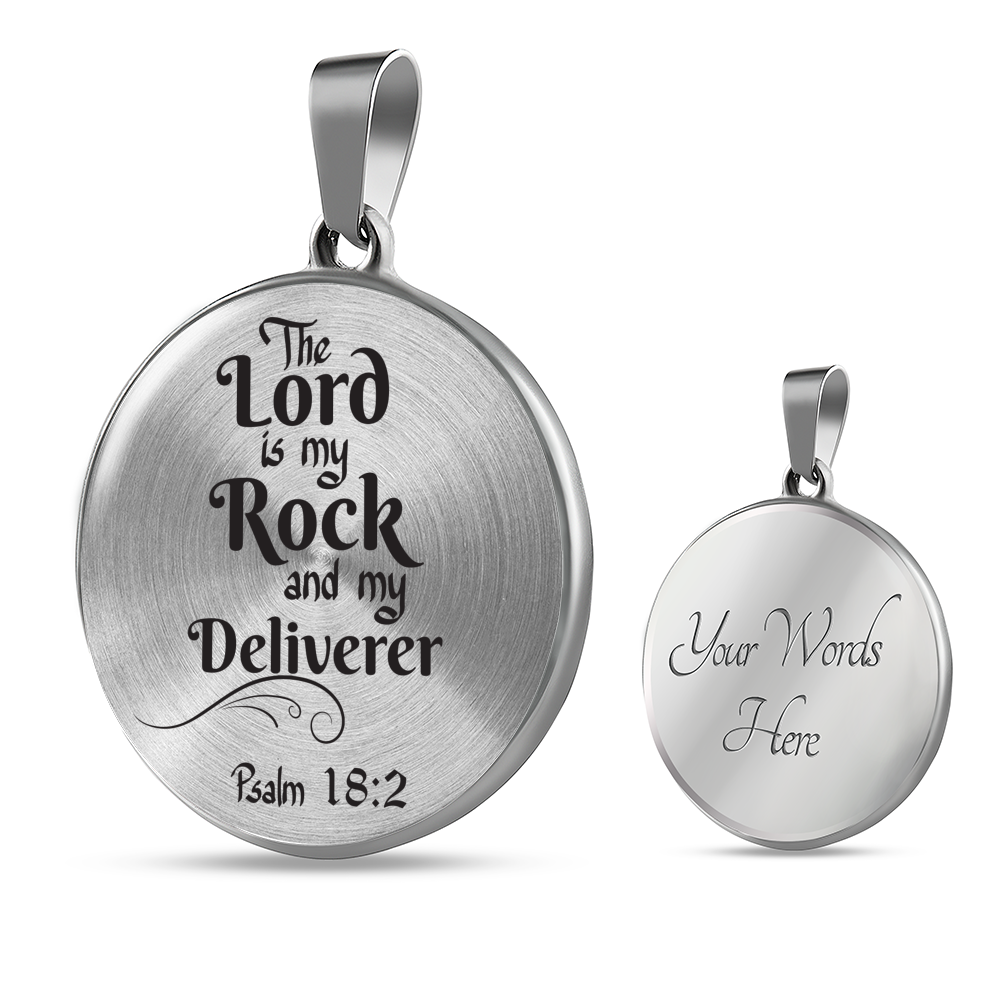 Lord is My Rock Circle Pendant Necklace Stainless Steel 1822"