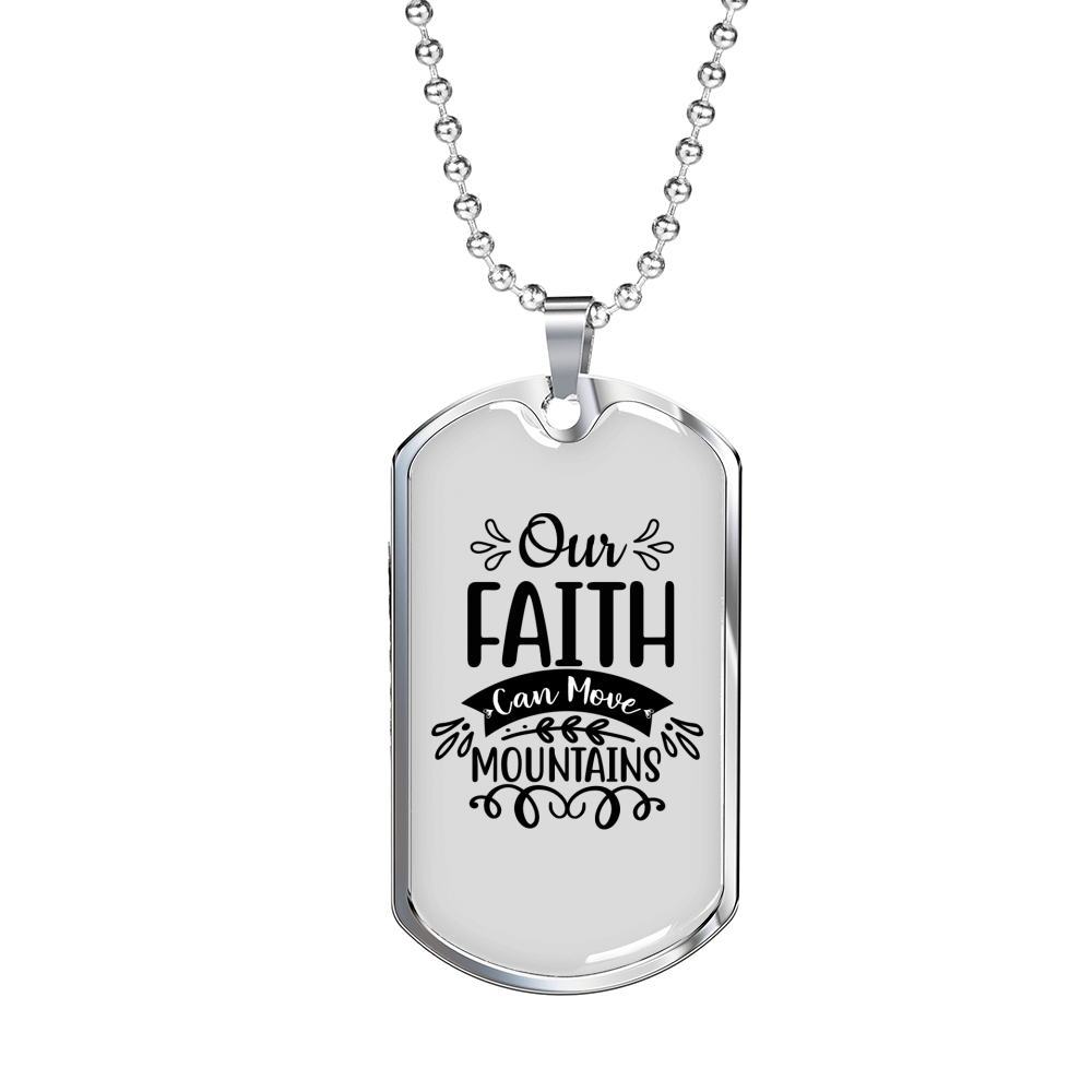 Faith Can Move Necklace Stainless Steel or 18k Gold Dog Tag 24" Chain-Express Your Love Gifts