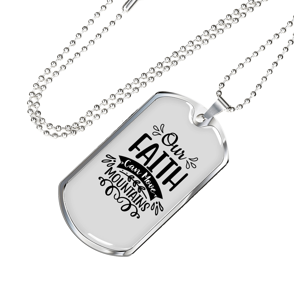 Faith Can Move Necklace Stainless Steel or 18k Gold Dog Tag 24" Chain-Express Your Love Gifts