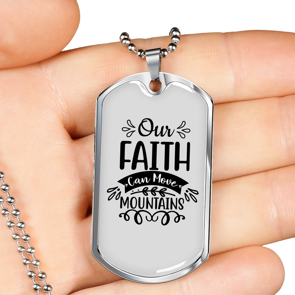 Faith Can Move Necklace Stainless Steel or 18k Gold Dog Tag 24" Chain-Express Your Love Gifts
