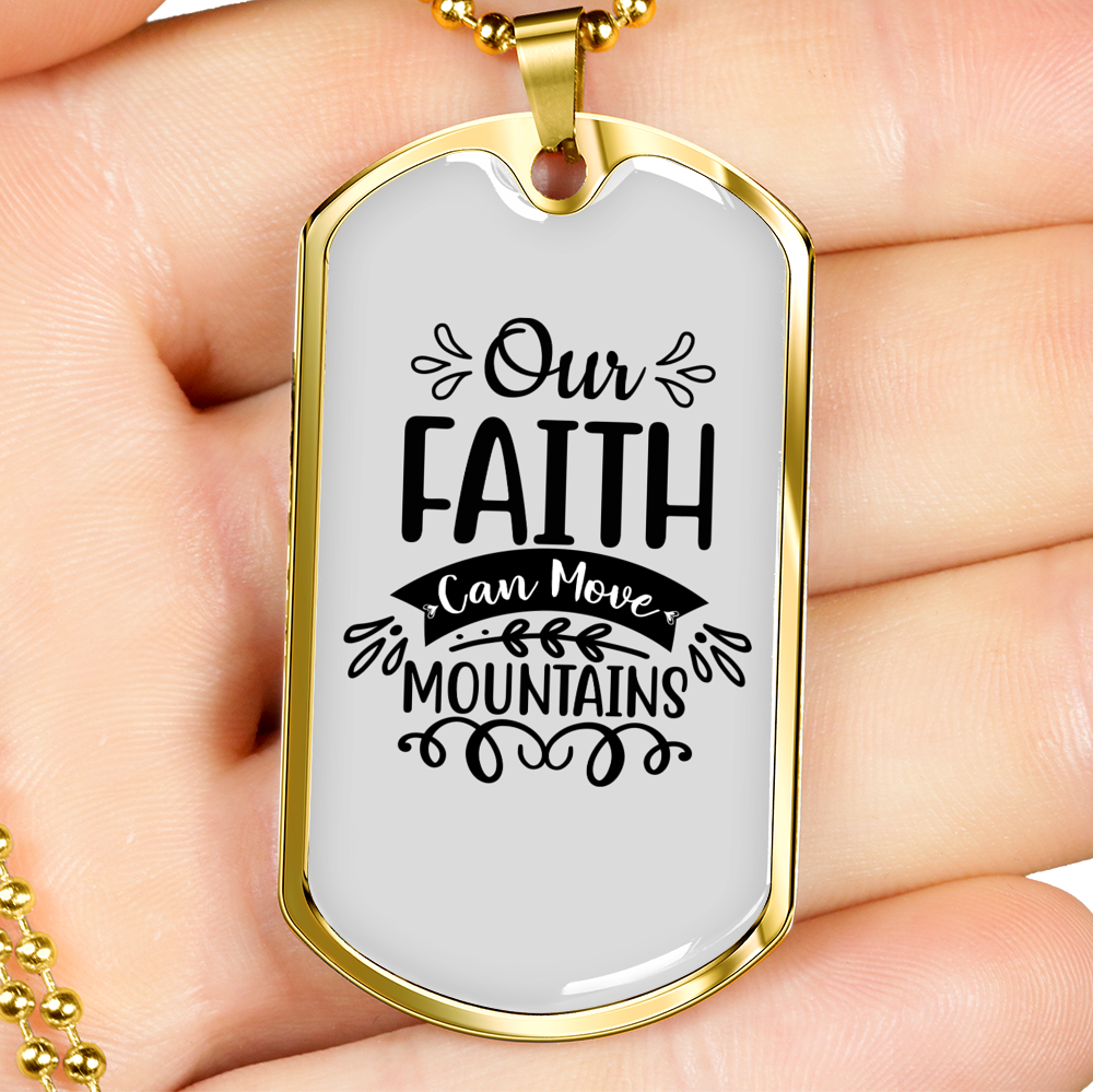 Faith Can Move Necklace Stainless Steel or 18k Gold Dog Tag 24" Chain-Express Your Love Gifts