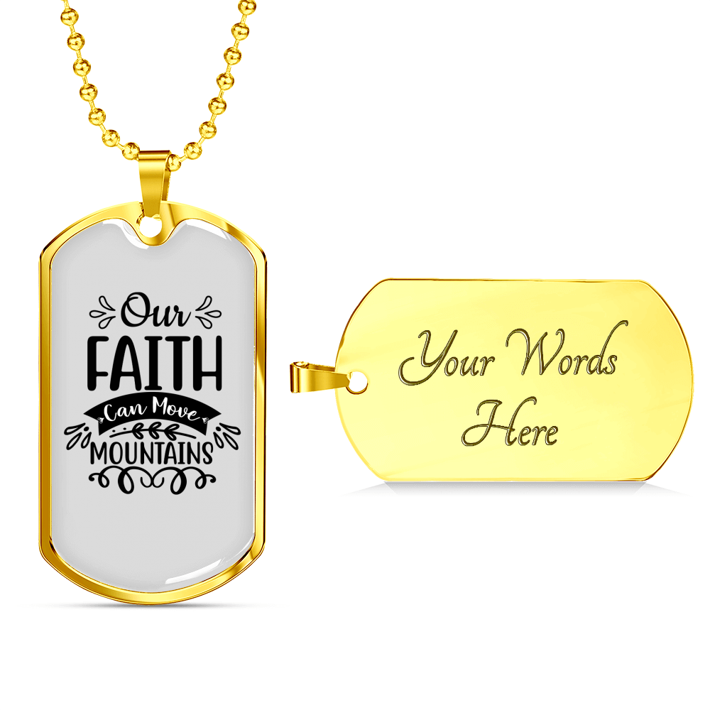 Faith Can Move Necklace Stainless Steel or 18k Gold Dog Tag 24" Chain-Express Your Love Gifts