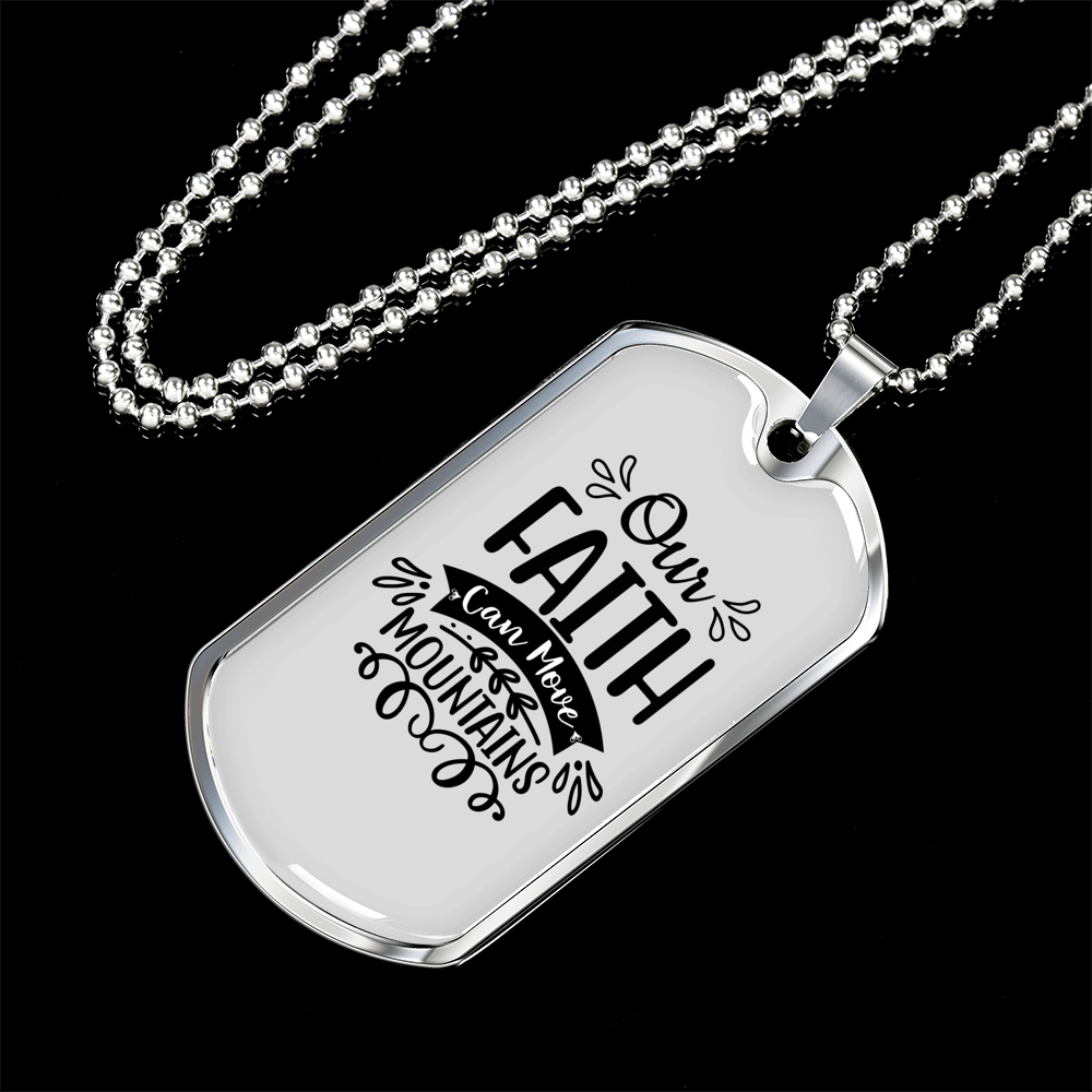 Faith Can Move Necklace Stainless Steel or 18k Gold Dog Tag 24" Chain-Express Your Love Gifts