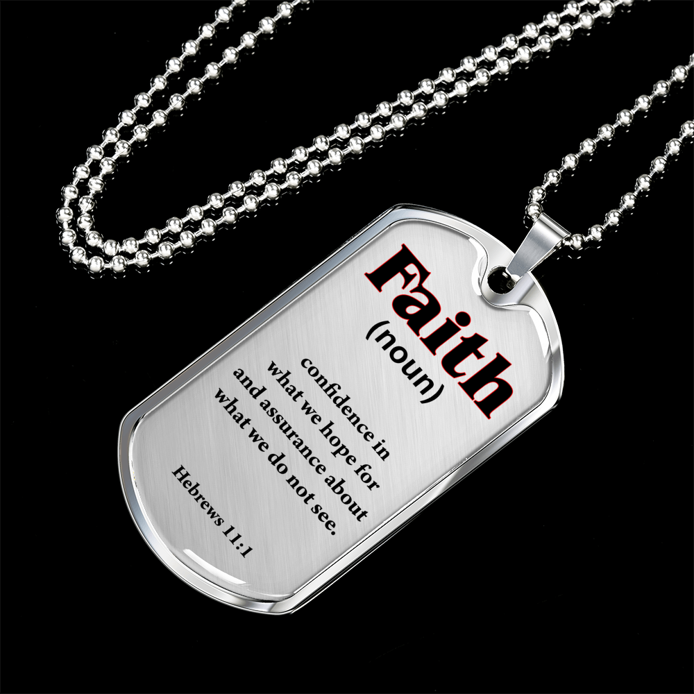 Faith Defined Hebrews Dog Tag Stainless Steel or 18k Gold 24" Chain-Express Your Love Gifts