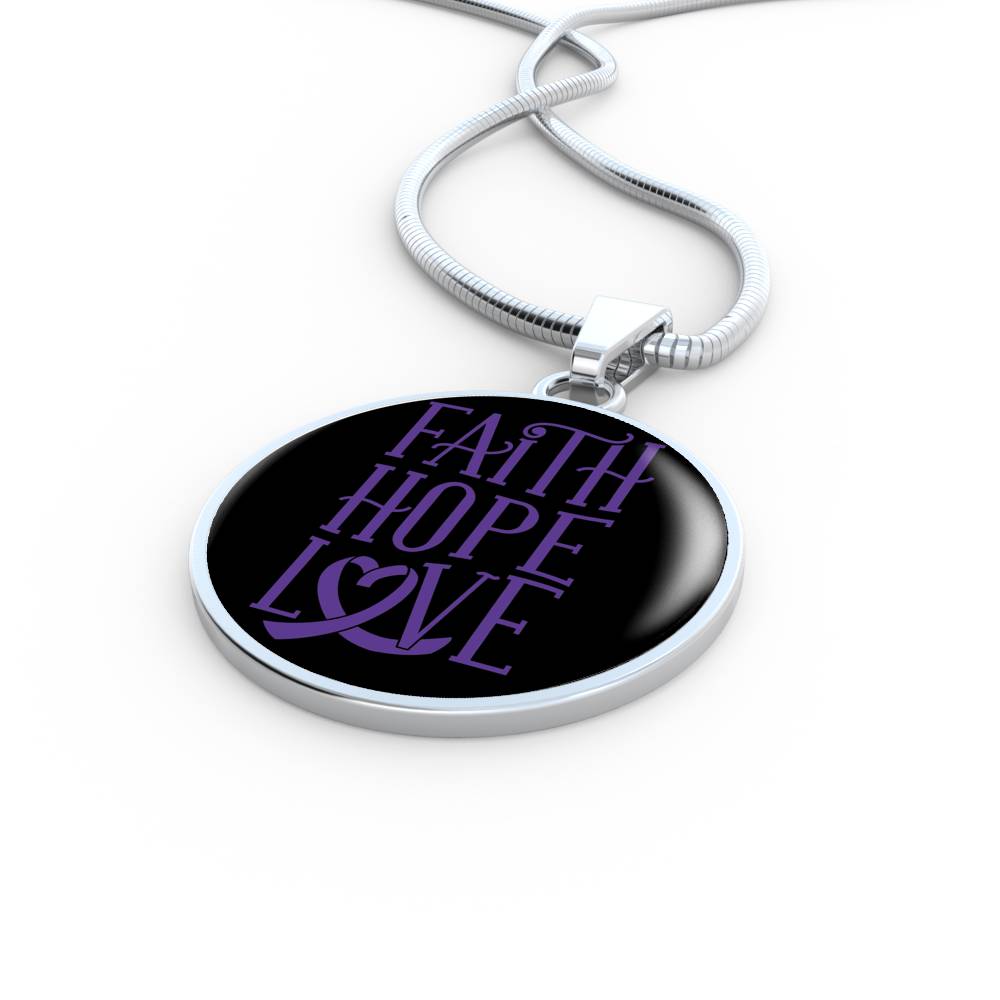 Faith Hope Love Plain Circle Necklace Stainless Steel or 18k Gold 18"-Express Your Love Gifts