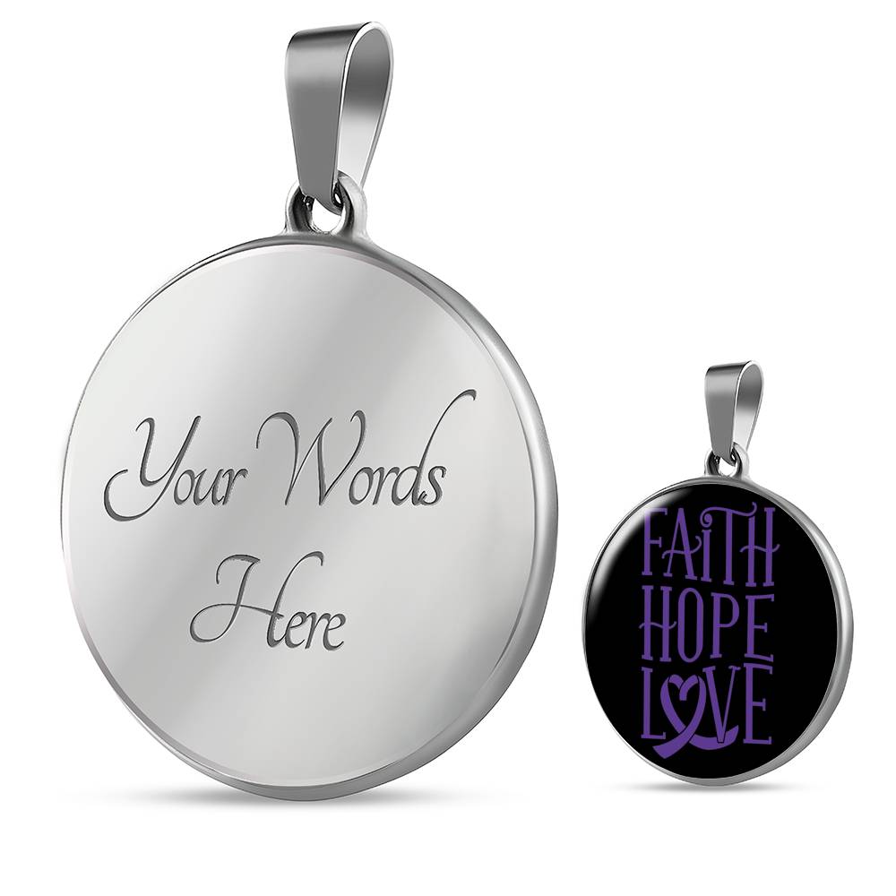 Faith Hope Love Plain Circle Necklace Stainless Steel or 18k Gold 18"-Express Your Love Gifts