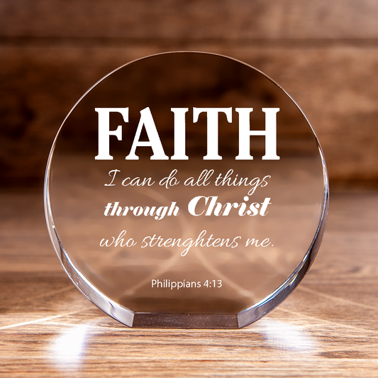 Philippians 4:13 Faith Circle Cut Crystal Christian Gift-Express Your Love Gifts
