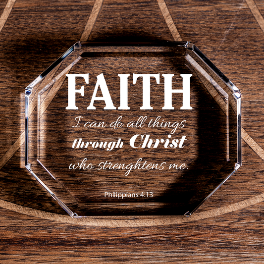 Philippians 4:13 Faith Octagonal Crystal Paperweight Christian Gift-Express Your Love Gifts