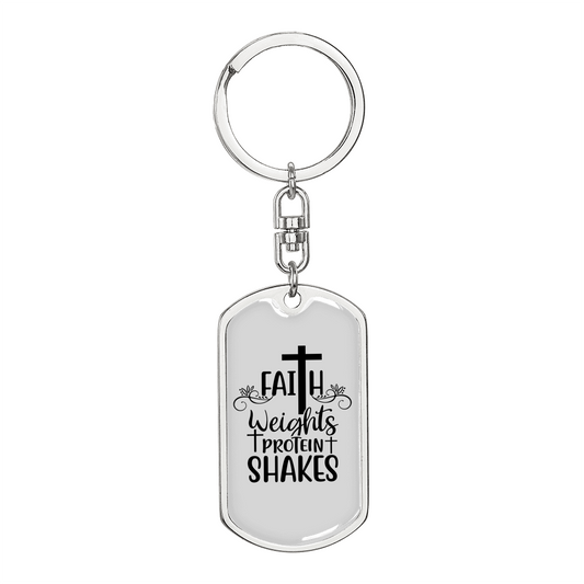 Faith Weights Keychain Stainless Steel or 18k Gold Dog Tag Keyring-Express Your Love Gifts