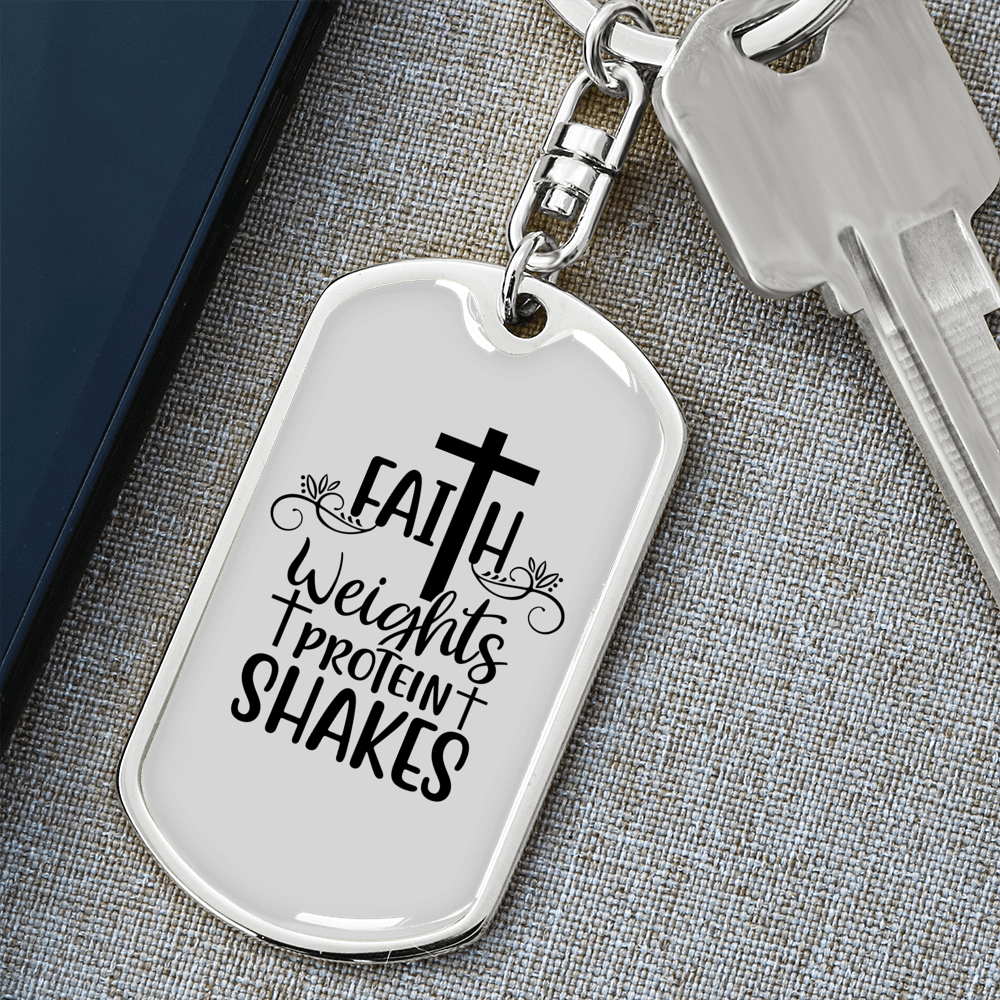 Faith Weights Keychain Stainless Steel or 18k Gold Dog Tag Keyring-Express Your Love Gifts