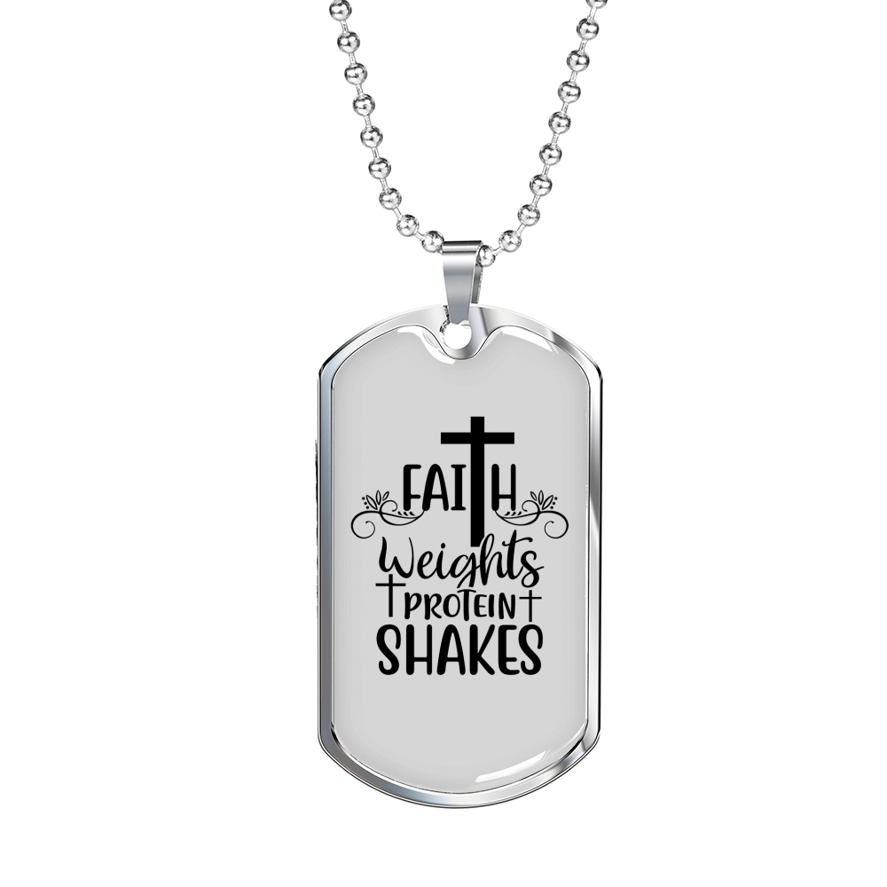 Faith Weights Necklace Stainless Steel or 18k Gold Dog Tag 24" Chain-Express Your Love Gifts