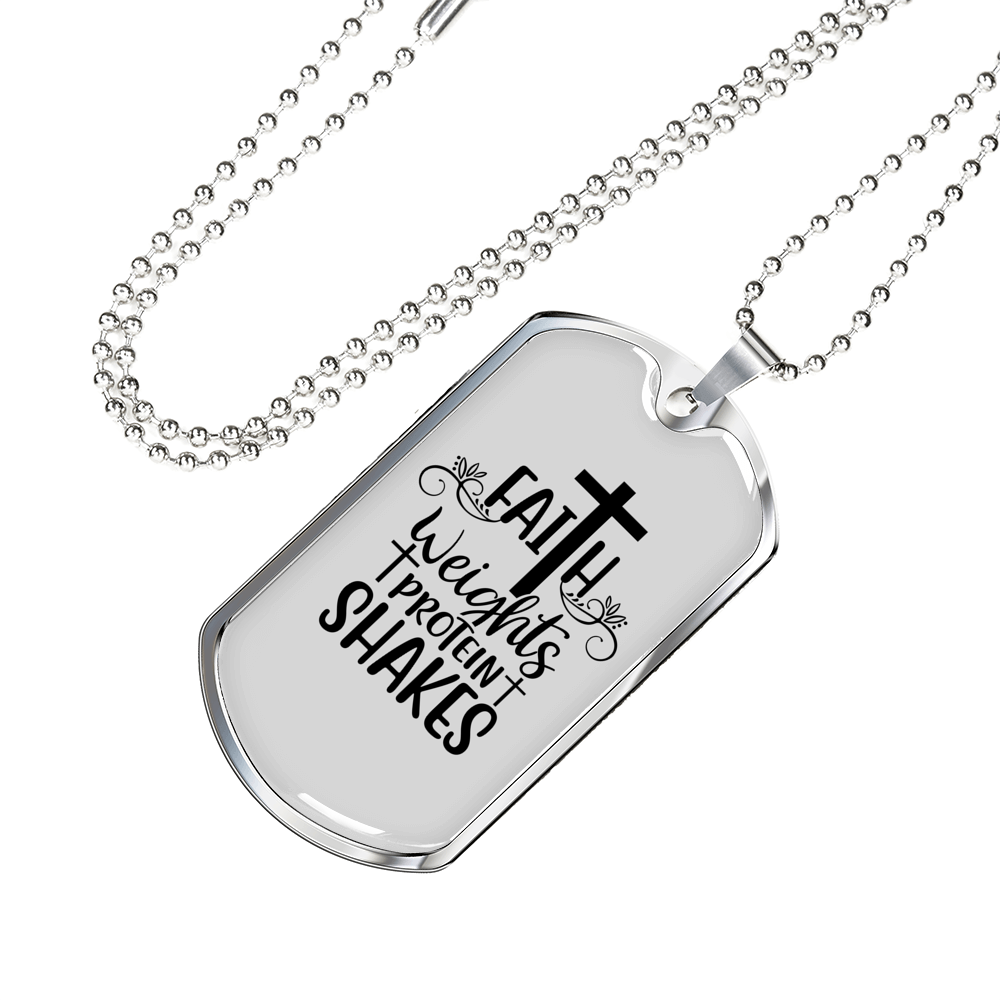 Faith Weights Necklace Stainless Steel or 18k Gold Dog Tag 24" Chain-Express Your Love Gifts