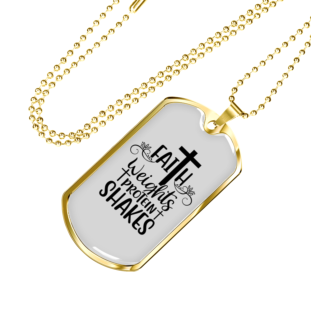 Faith Weights Necklace Stainless Steel or 18k Gold Dog Tag 24" Chain-Express Your Love Gifts