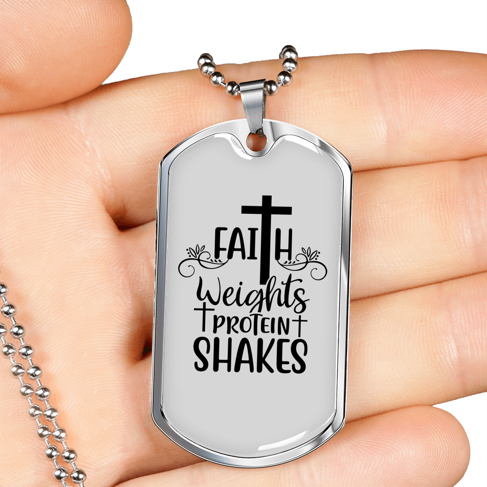 Faith Weights Necklace Stainless Steel or 18k Gold Dog Tag 24" Chain-Express Your Love Gifts