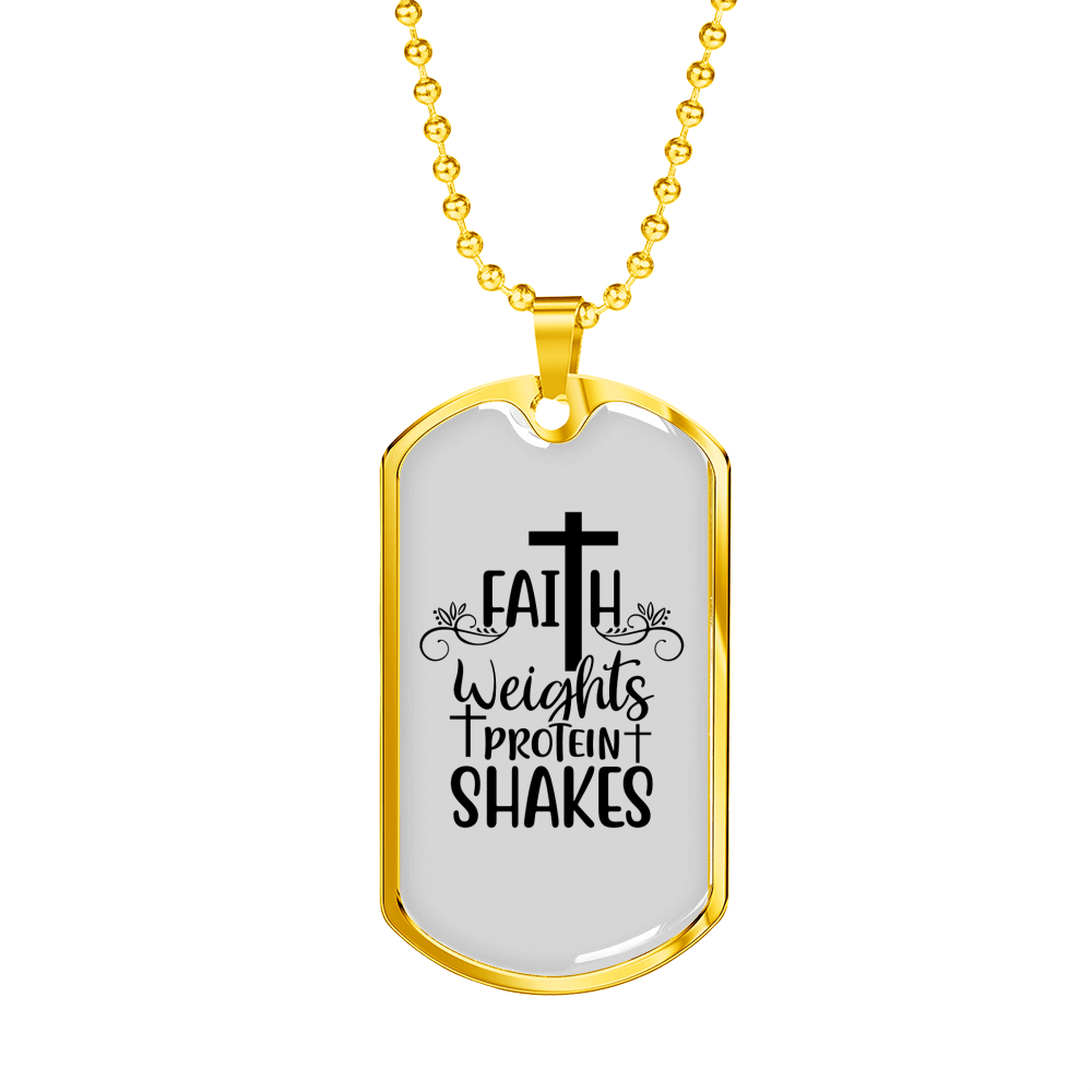 Faith Weights Necklace Stainless Steel or 18k Gold Dog Tag 24" Chain-Express Your Love Gifts