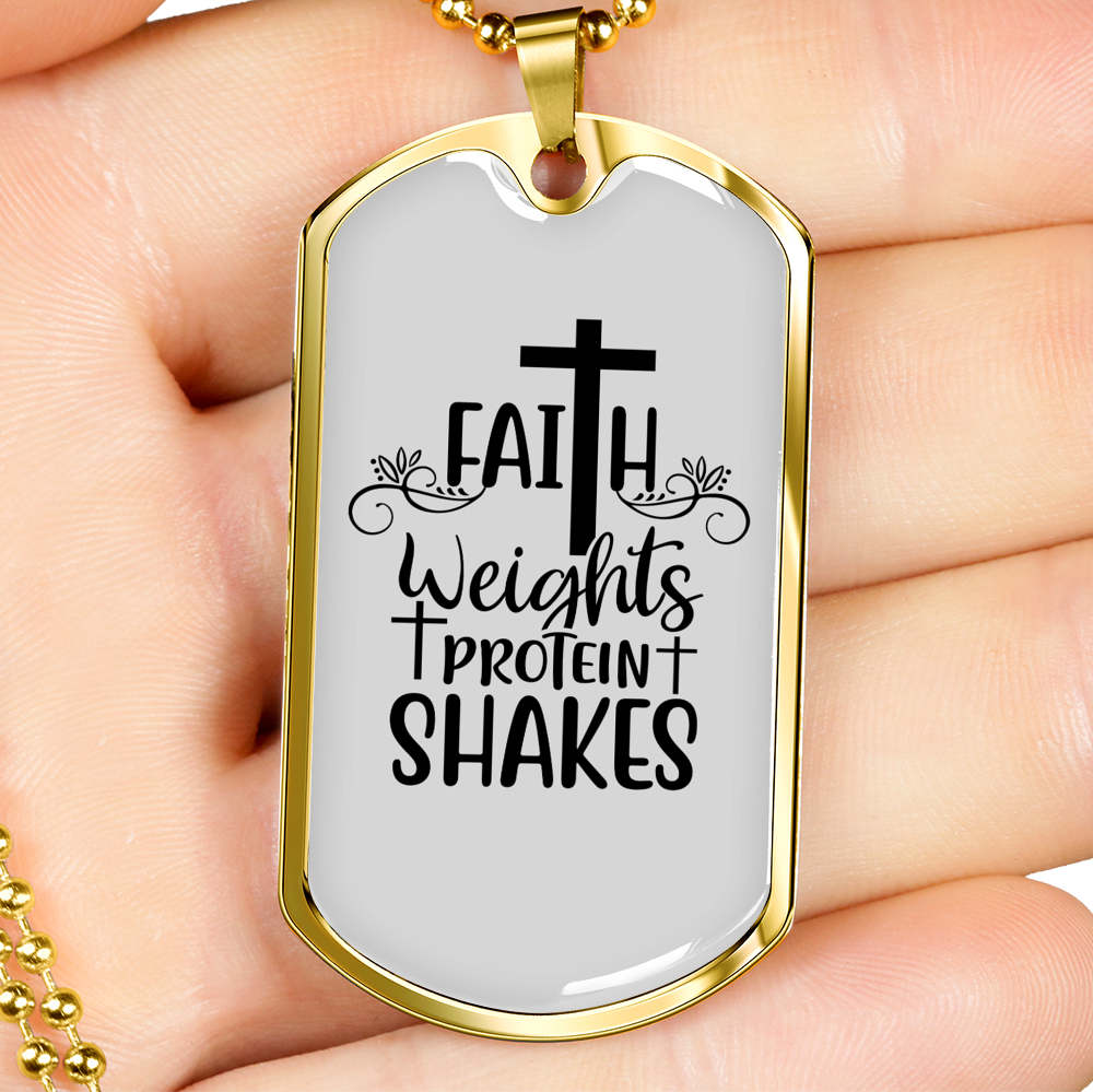 Faith Weights Necklace Stainless Steel or 18k Gold Dog Tag 24" Chain-Express Your Love Gifts