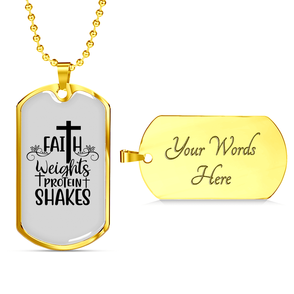 Faith Weights Necklace Stainless Steel or 18k Gold Dog Tag 24" Chain-Express Your Love Gifts