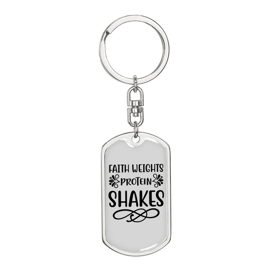 Faith Weights Protein Keychain Stainless Steel or 18k Gold Dog Tag Keyring-Express Your Love Gifts