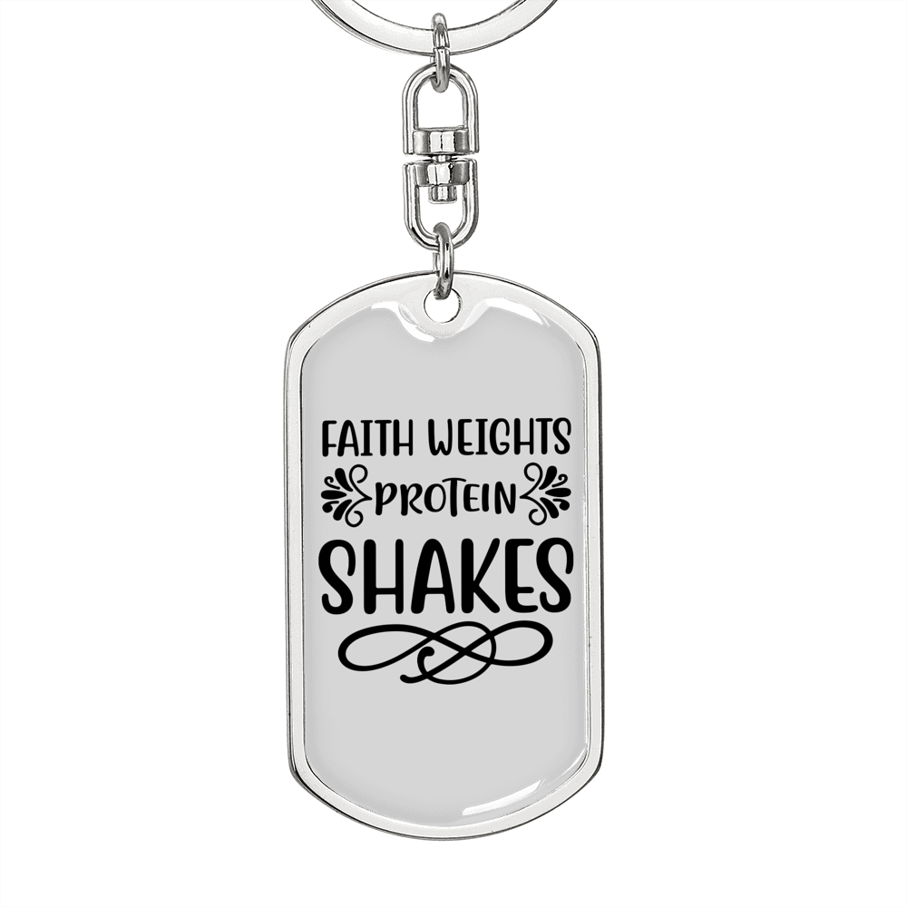 Faith Weights Protein Keychain Stainless Steel or 18k Gold Dog Tag Keyring-Express Your Love Gifts