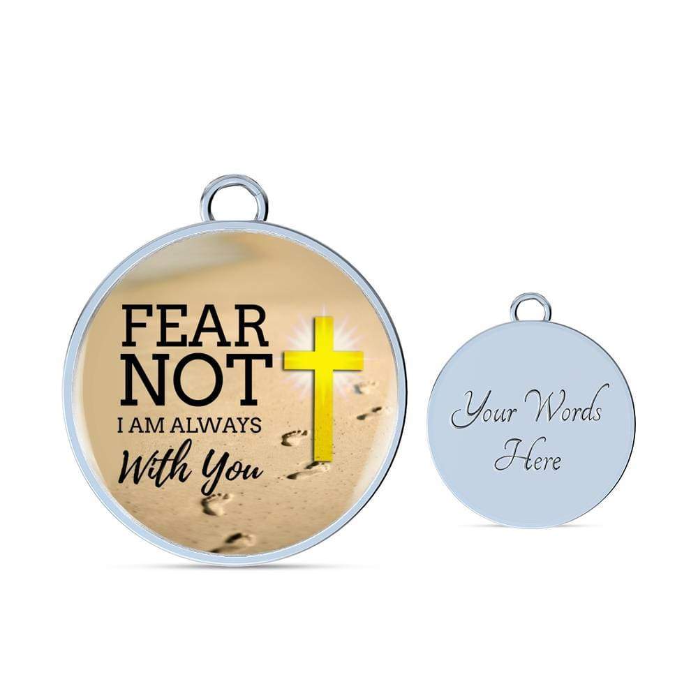 Fear Not Isaiah 41:10  Stainless Steel or 18k Gold Circle Bangle Bracelet - Express Your Love Gifts
