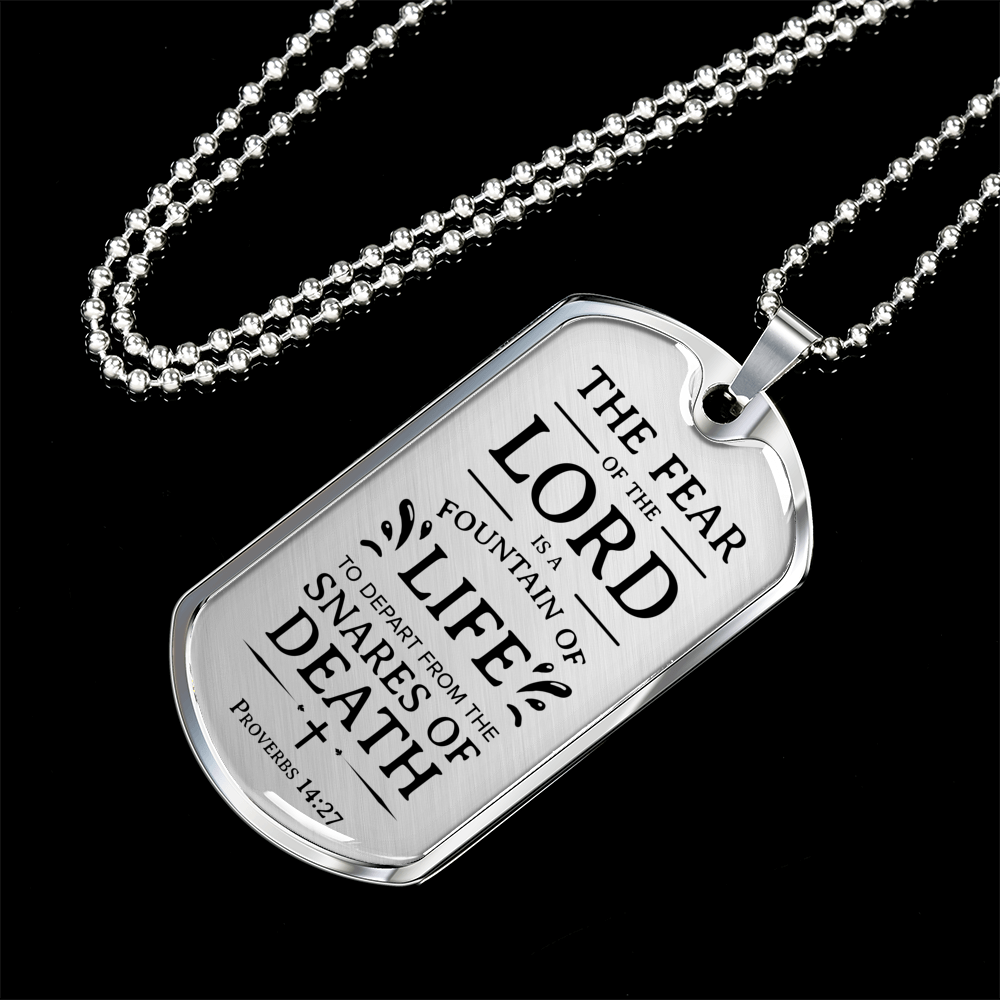 Fear Of The Lord Necklace Stainless Steel or 18k Gold Dog Tag 24" Chain-Express Your Love Gifts