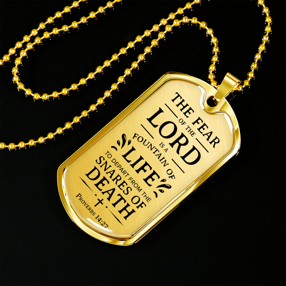 Fear Of The Lord Necklace Stainless Steel or 18k Gold Dog Tag 24" Chain-Express Your Love Gifts