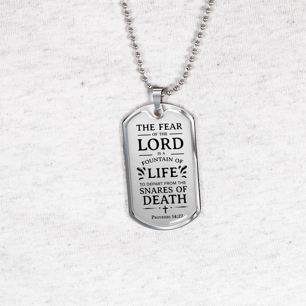 Fear Of The Lord Necklace Stainless Steel or 18k Gold Dog Tag 24" Chain-Express Your Love Gifts