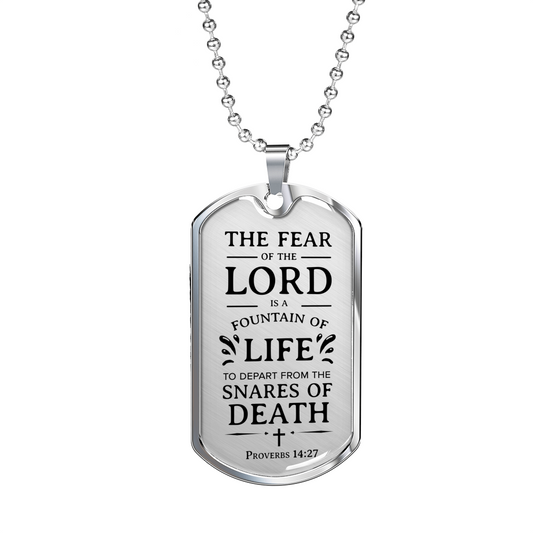 Fear of the Lord Necklace Stainless Steel or 18k Gold Dog Tag w 24" Chain