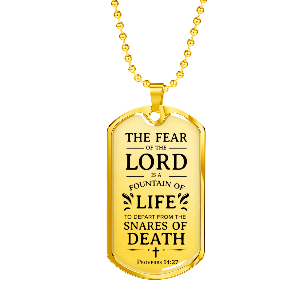 Fear Of The Lord Necklace Stainless Steel or 18k Gold Dog Tag 24" Chain-Express Your Love Gifts