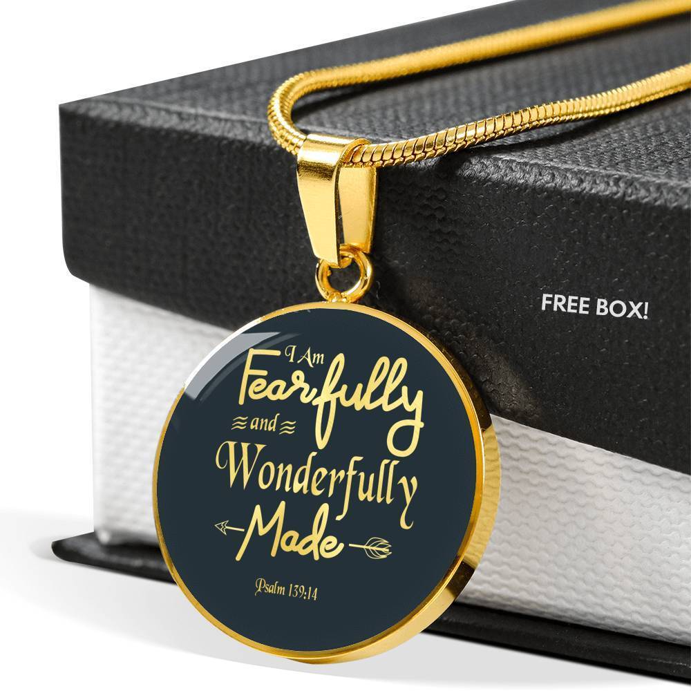 Fearfully & Wonderfully Necklace 18k Gold Stainless Steel Circle Pendant 18-22" - Express Your Love Gifts