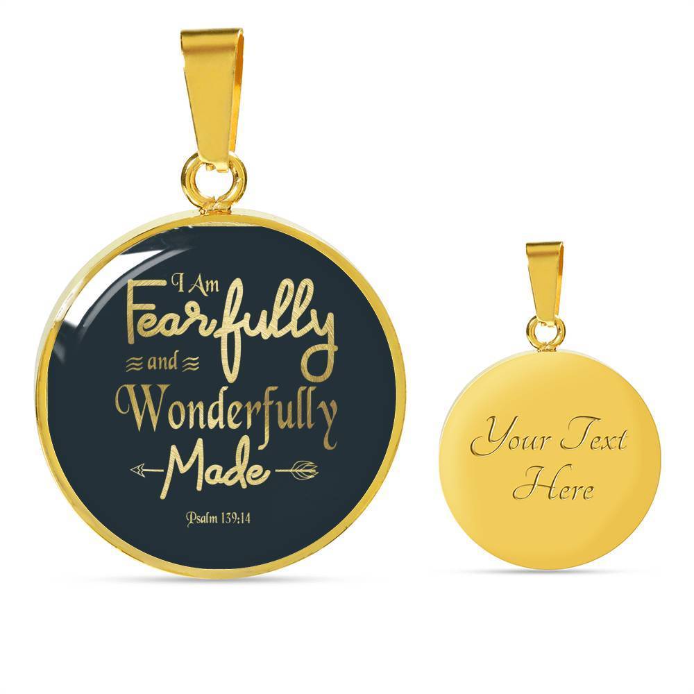 Fearfully & Wonderfully Necklace 18k Gold Stainless Steel Circle Pendant 18-22" - Express Your Love Gifts