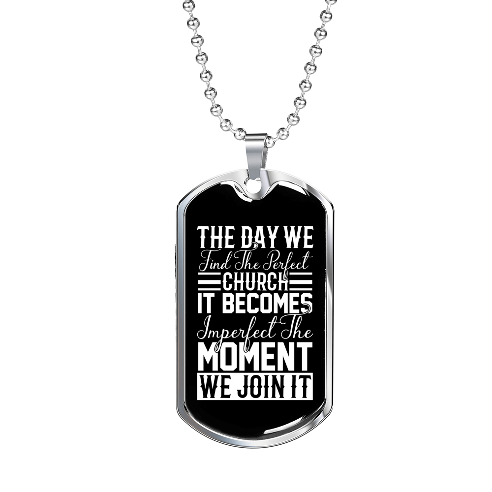 Find Perfect Church Necklace Stainless Steel or 18k Gold Dog Tag 24" Chain-Express Your Love Gifts