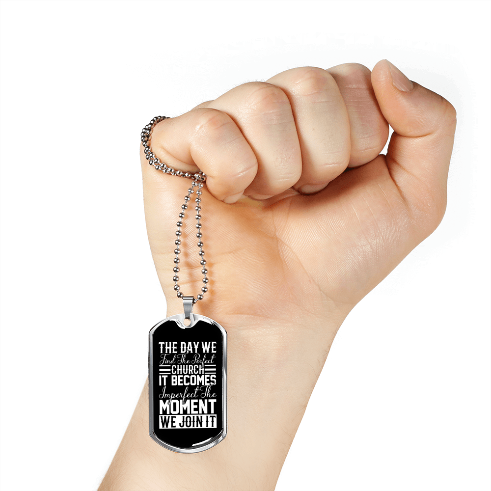 Find Perfect Church Necklace Stainless Steel or 18k Gold Dog Tag 24" Chain-Express Your Love Gifts
