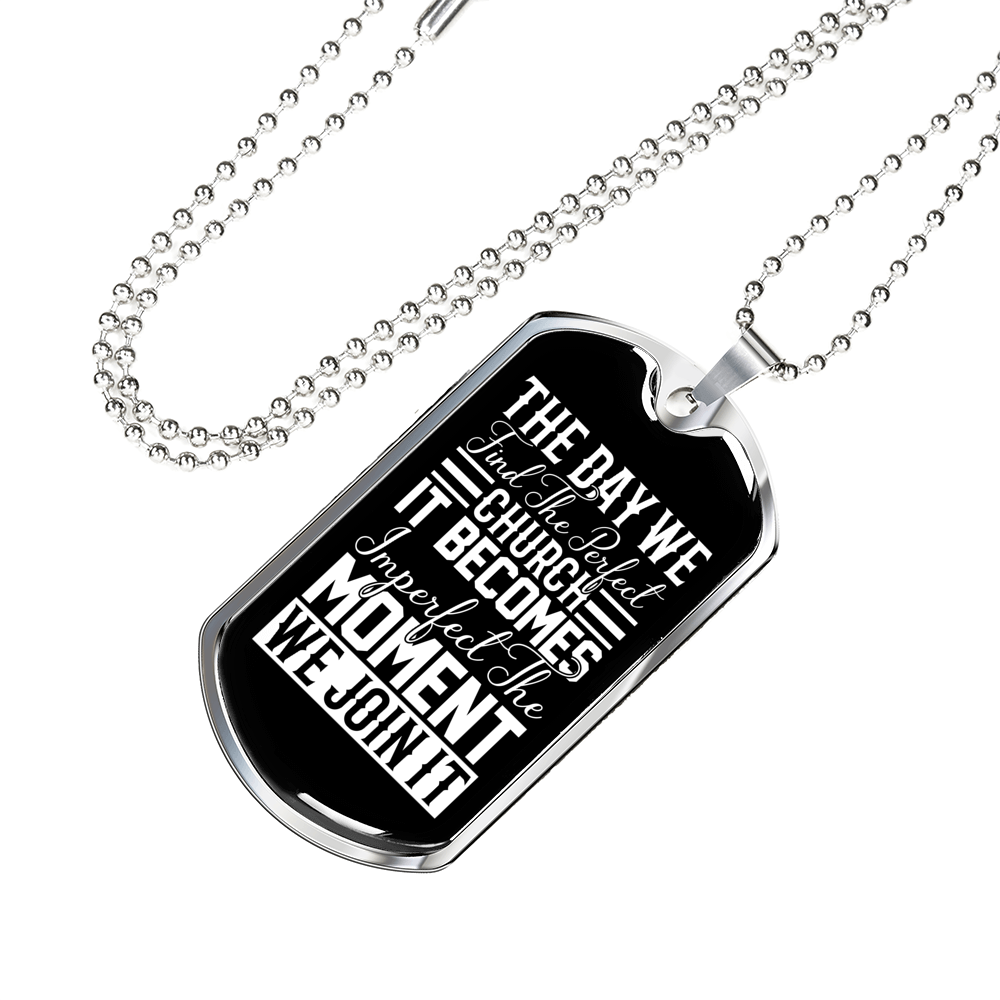 Find Perfect Church Necklace Stainless Steel or 18k Gold Dog Tag 24" Chain-Express Your Love Gifts