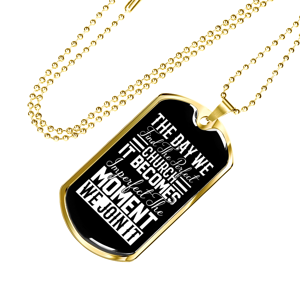 Find Perfect Church Necklace Stainless Steel or 18k Gold Dog Tag 24" Chain-Express Your Love Gifts